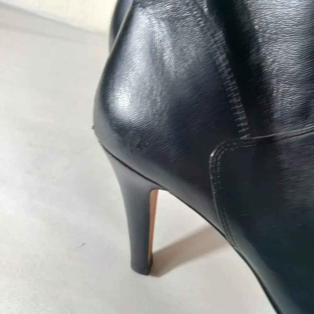 Vtg ROS HOMMERSON tall black leather Over The Knee OTK‎ BOOTS womens 9WW